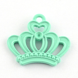 Lovely Crown Pendants, Spray Painted Cadmium Free & Lead Free Alloy Pendants, Aquamarine, 18x22x2mm, Hole: 2mm