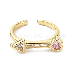 Corazón flecha real 18k anillos de puño chapado en oro para niña regalo de mujer, anillos abiertos de circonita cúbica micro pavé de latón, rosa, nosotros tamaño 7 3/4 (17.9 mm)
