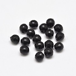 Faceted Round Acrylic Beads, Black, 8mm, Hole: 2mm, about 2000pcs/500g