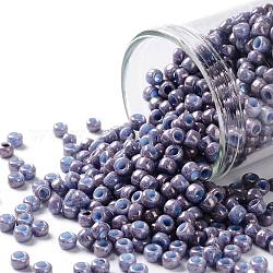 Toho perles de rocaille rondes, Perles de rocaille japonais, (1204) améthyste bleu clair opaque marbrée, 8/0, 3mm, Trou: 1mm, environ 10000 pcs / livre