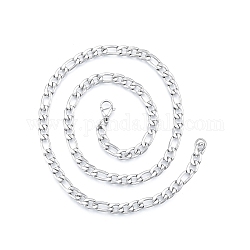 Men's 201 Stainless Steel Figaro Chains Necklace, Stainless Steel Color, 17.72 inch(45cm), Wide: 5mm