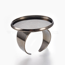 Brass Cuff Rings, Open Rings Components, Flat Round, Gunmetal, Tray: 20mm, 18mm