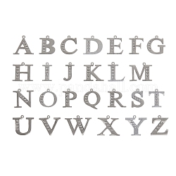 304つのステンレス鋼の手紙のペンダントラインストーンのセッティング  アルファベット  a～zの文字  ステンレス鋼色  26個/箱