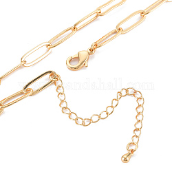 Fabrication de collier de chaîne de trombone en laiton, sans nickel, véritable 18k plaqué or, 15.75 pouce (40 cm)