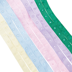 Ahademaker 10 ярд 5 цвета пластиковая лента с кнопками, швейная застежка полиэфирная лента, разноцветные, 17x4.5 мм, отверстие : 2 мм, 2 ярд / цвет