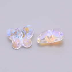 Schmetterlingsperlen aus Glas, DIY Anhänger Schmuckzubehör, facettiert, Kristall, 12x15x7.5 mm, Bohrung: 1.2 mm