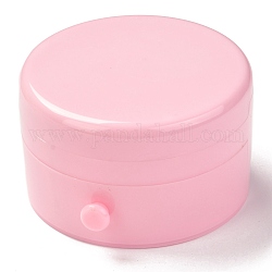 Joyeros redondos de plástico, doble capa con tapa y espejo, rosa, 11.9x7.1 cm, 5 compartimentos / caja