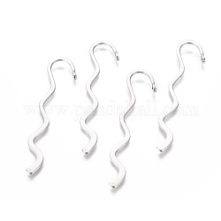 Tibetan Style Alloy Wavy Bookmarks, Cadmium Free & Nickel Free & Lead Free, Antique Silver, 81.4x17.8x1.67mm, Hole: 1.5mm