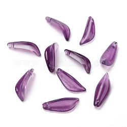 Transparent Glass Pendants, Petaline, Purple, 21.5x8x5mm, Hole: 1mm
