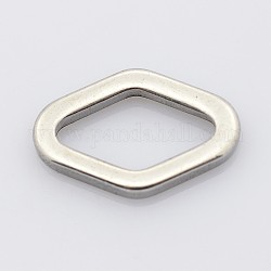 201 Stainless Steel Rhombus Slice Linking Rings, Stainless Steel Color, 12x19x2mm, Hole: 8x15mm