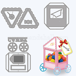 GLOBLELAND 3Pcs 3D Candy Box Cutting Dies Metal Wheel Candy Tag Die Cuts Embossing Stencils Template for Paper Card Making Decoration DIY Scrapbooking Album Craft Decor