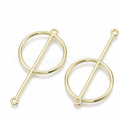 Alloy Links connectors, Round Fan, Light Gold, 48x25x2mm, Hole: 1.6mm
