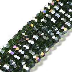 Perles en verre transparentes, facette, ronde, vert de mer, 8x7~7.5mm, Trou: 1.5mm, Environ 66 pcs/chapelet, 18.82''~19.06'' (47.8~48.4 cm)