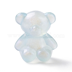 蓄光アクリルビーズ  キラキラビーズ  暗闇で光る  クマ  ライトブルー  17.5x15x10.5mm  穴：3mm  約370個/500g