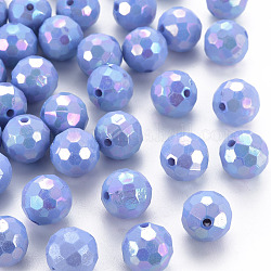 Perline acrilico opaco, sfaccettato, tinto, ab colore, tondo, blu fiordaliso, 12x11.5mm, Foro: 1.8 mm, circa 560pcs/500g