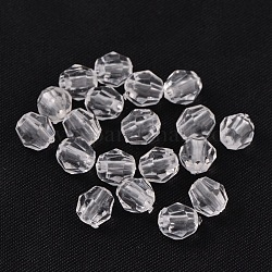 Round Shaped Transparent Acrylic Faceted Beads, Clear, 6mm in diameter, hole: 1.5mm