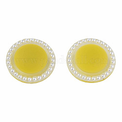 Cabuchones de acrílico, con cuentas de perlas de imitación de plástico abs, plano y redondo, amarillo, 21.5x6mm