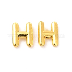 Boucles d'oreilles en laiton évidées avec lettre initiale pour femmes, véritable 18k plaqué or, sans plomb et sans cadmium, letter.h, 7x5.5x1.5mm, pin: 0.8 mm