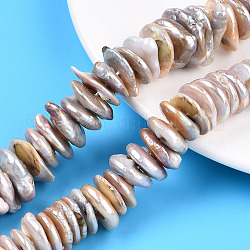 Natural Baroque Pearl Keshi Pearl Beads Strands, Large Coin Pearl Beads, Cultured Freshwater Pearl, Flat Round, PeachPuff, 16~24x2.5~11mm, Hole: 0.7mm, about 63~88pcs/strand, 16.46 inch~16.73 inch(41.8~42.5cm)