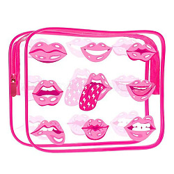 Pochettes cosmétiques transparentes en PVC, pochette imperméable, trousse de toilette pour femme, rose chaud, lèvre, 20x15x5.5 cm