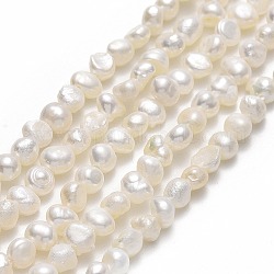 Brins de perles de culture d'eau douce naturelles, deux faces polies, linge, 4~4.5x4x3~4mm, Trou: 0.5mm, Environ 80~85 pcs/chapelet, 13.78~13.82'' (35~35.1 cm)