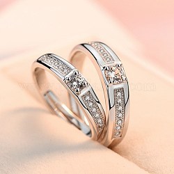 Регулируемые серебряные кольца 925 пробы, кольца пара, со стразами, для женщин, серебряные, кристалл