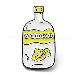 Épingles en émail bouteille, poisson et mot vodka, Broche en alliage noir d'électrophorèse pour vêtements de sac à dos, jaune, 30.5x15.5x2mm