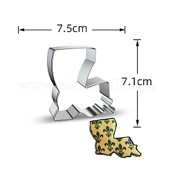 Stainless Steel Cookie Cutters, Cookies Moulds, DIY Biscuit Baking Tool, Louisiana Map, Stainless Steel Color, 71x75mm