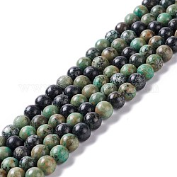 Brins de perles de jaspe ligne verte naturelle, ronde, 8mm, Trou: 1.2mm, Environ 48~49 pcs/chapelet, 15.67~15.94 pouce (39.8~40.5 cm)