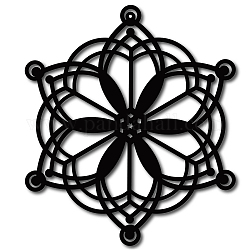 Décorations de pendentif en fer, pour la décoration de jardin extérieur, fleur, électrophorèse noir, 28.5x25 cm