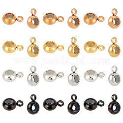 Unicraftale 32Pcs 4 Colors 202 Stainless Steel Tube Bails, Loop Bails, with Rubber Inside, Rondelle, Bail Beads, Slider Stopper Beads, with 304 Stainless Steel Loop Rings, Mixed Color, 8.7x5.7x3.3mm, Hole: 1.8mm and 2mm, 8pcs/color