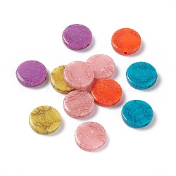 Crackle cuentas acrílicas opacas, imitación turquesa, plano y redondo, color mezclado, 19.5~20x5mm, agujero: 2.5 mm, aproximamente 310 unidades / 500 g