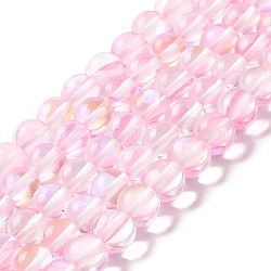 Synthetische Mondstein Perlen Stränge, Runde, rosa, 8 mm, Bohrung: 1 mm, ca. 48 Stk. / Strang, 14.57''~15.35'' (37~39 cm)
