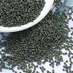 Миюки круглые бусины рокайль, японский бисер, 11/0, (rr465) металлический темно-зеленый ирис, 2x1.3 мм, отверстие : 0.8 мм, Около 1111 шт / 10 г