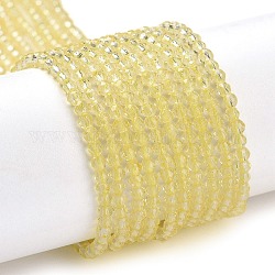 Abalorios de vidrio transparente hebras, reronda facetas, amarillo vara de oro claro, 2x2mm, agujero: 0.6 mm, aproximamente 184 pcs / cadena, 14.49'' (36.8 cm)