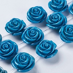 Synthetic Coral Beads, Mother's Day Gift Beads, Flower, Dyed, Deep Sky Blue, 35x35mm