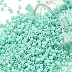 Cylinder Seed Beads, Opaque Colours Luster, Uniform Size, Aquamarine, 2x1.5mm, Hole: 0.8mm, about 40000pcs/bag, about 450g/bag