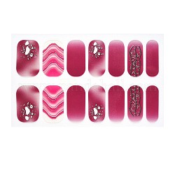 Adesivi per unghie con copertura totale, autoadesiva, per le decorazioni delle punte delle unghie, rosso viola medio, 24x8mm, 14pcs / scheda