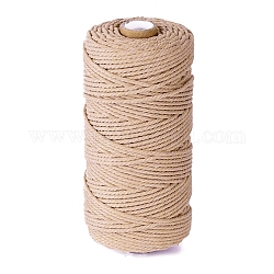 Круглый хлопковый плетеный шнур длиной 100 м., для вышивки кисточками ручной работы своими руками, бланшированный миндаль, 3 мм, около 109.36 ярда (100 м) / рулон