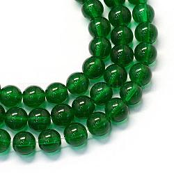 Backen gemalt transparentem Glas runden Perle Stränge, grün, 8.5~9 mm, Bohrung: 1.5 mm, ca. 105 Stk. / Strang, 31.8 Zoll