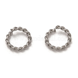 304 anelli di salto in acciaio inox, anelli di salto aperti, ritorto, forma rotonda dell'anello, colore acciaio inossidabile, 8x1mm, diametro interno: 6mm