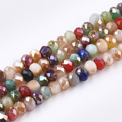 Electroplate Glass Beads Strands, AB Color, Faceted, Rondelle, Mixed Color, 3x2mm, Hole: 1mm, about 192~195pcs/strand, 16.1 inch