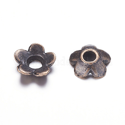 Tibetische Perlen Kappen & Kegel Perlen, cadmiumfrei und bleifrei, Rotkupfer, 6.5x6.5x2 mm, Bohrung: 2 mm