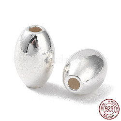 925 Sterling Silver Bead, Rice, Silver, 11x7mm, Hole: 2mm