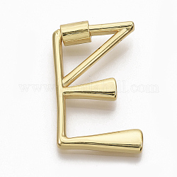 Brass Screw Carabiner Lock Charms, for Necklaces Making, Real 18K Gold Plated, Nickel Free, Letter.E, 33x19.5x2.5mm