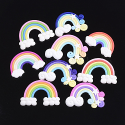 Cabujones de arcilla polimérica hechos a mano, arco iris, color mezclado, 35~45x48~55x6~7mm
