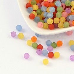 Transparente Acryl Perlen, Runde, matt, Mischfarbe, 6 mm, Bohrung: 1.8 mm, ca. 4000 Stk. / 500 g
