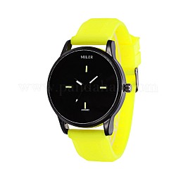 Модные женские сплав силиконовые кварцевые наручные часы, желтые, 255x20 мм, голова часов : 53x48x12 мм