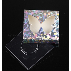 Бумажные складные коробки, пустая упаковка для ресниц, с окном чистого сердца, квадратный, ясно AB, 7.2x7.2x1.2 см