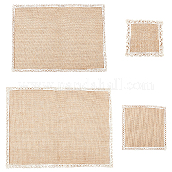 Tapis de table rectangle en toile de jute, Pérou, 10.5~40.5x10.5~30.5x0.1 cm, 4 pièces / kit